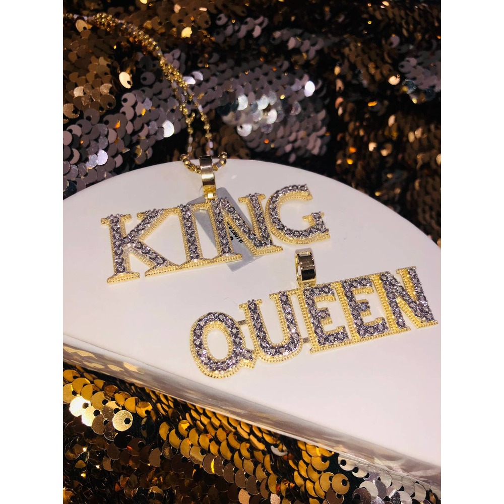 Real diamond matching King Queen pendant set 100% natural genuine diamonds - Picture 7 of 11
